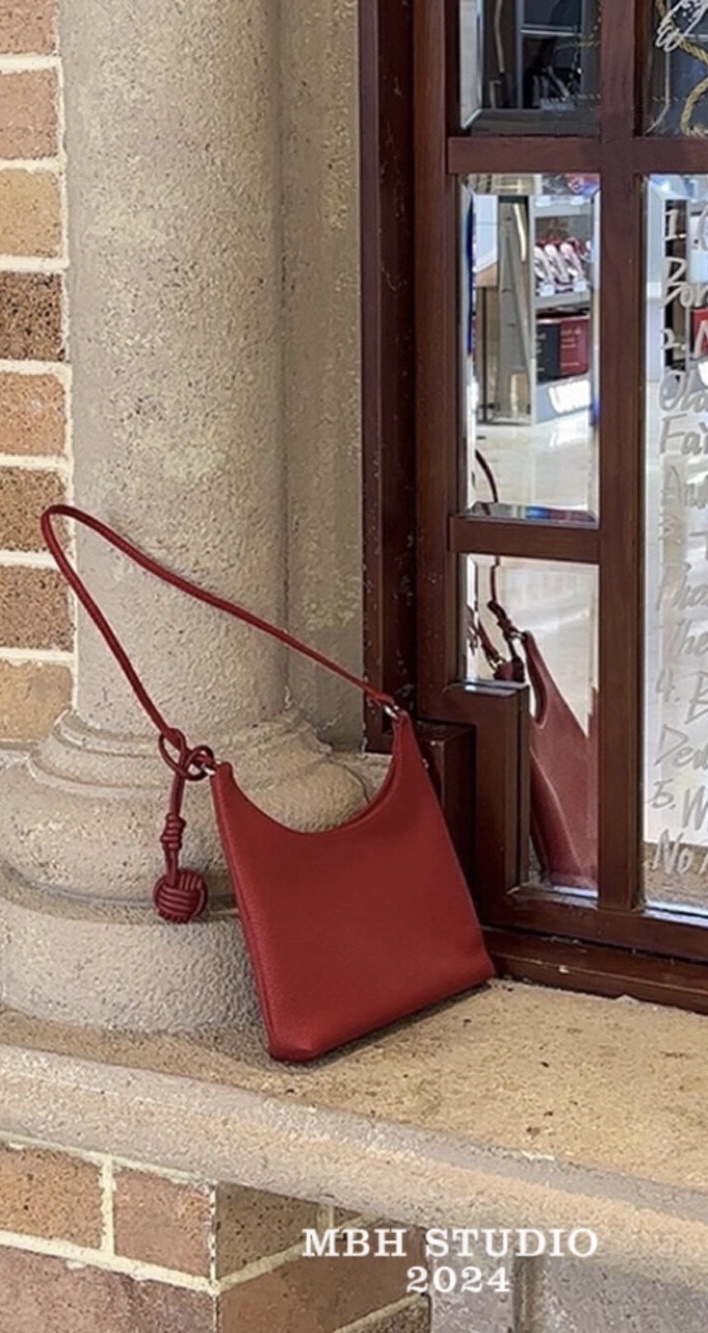 MBH Top Layer Cowhide Underarm Shoulder Bag with Charm - Image 2