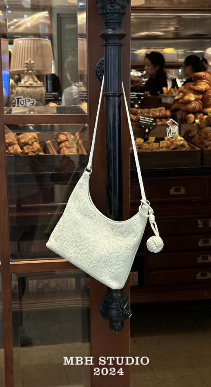 MBH Top Layer Cowhide Underarm Shoulder Bag with Charm