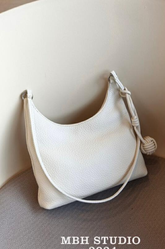 MBH Top Layer Cowhide Underarm Shoulder Bag with Charm - Image 5