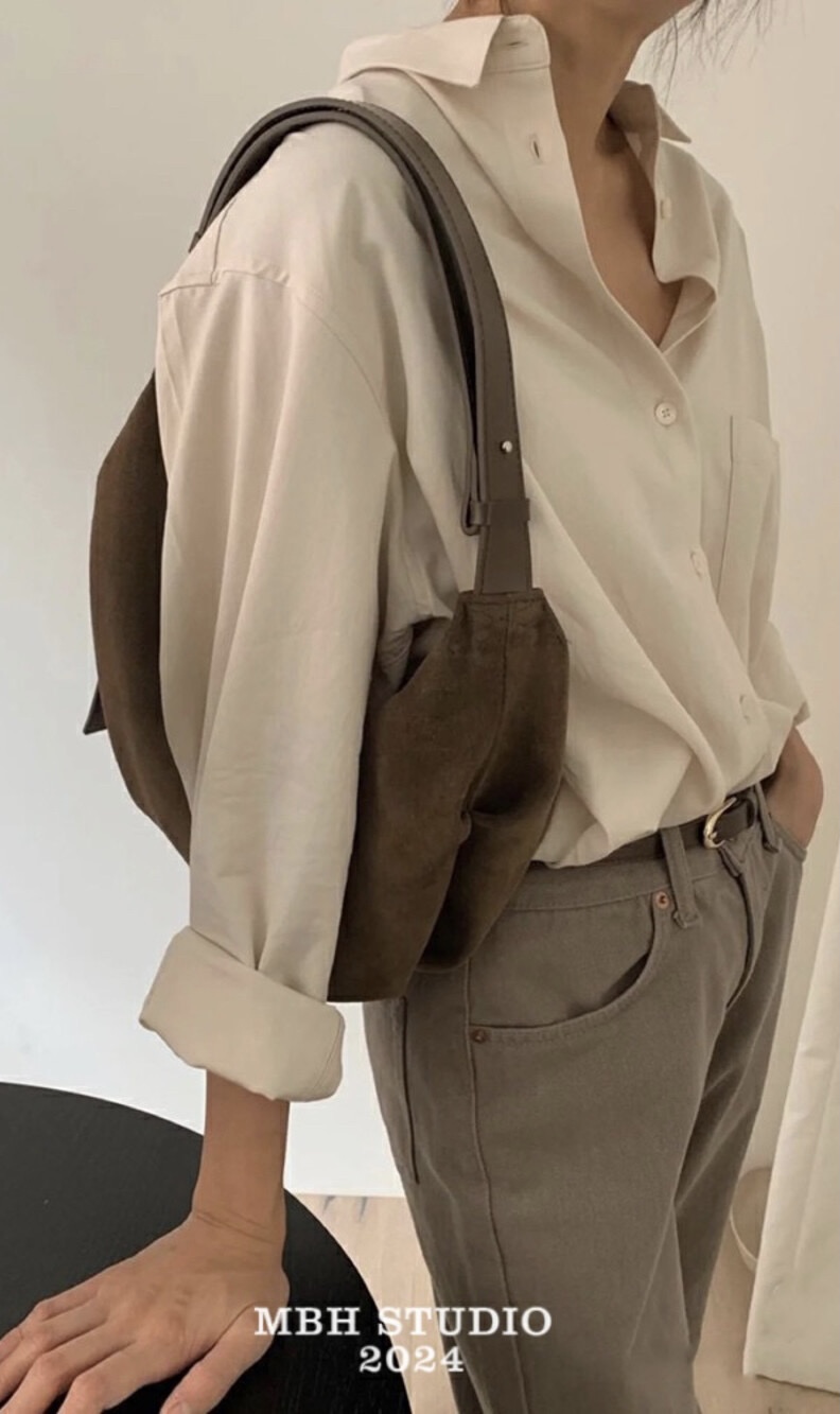 MBH Korean Niche Design Nothingwritten Vintage Suede Commuter Crossbody Bag - Image 3
