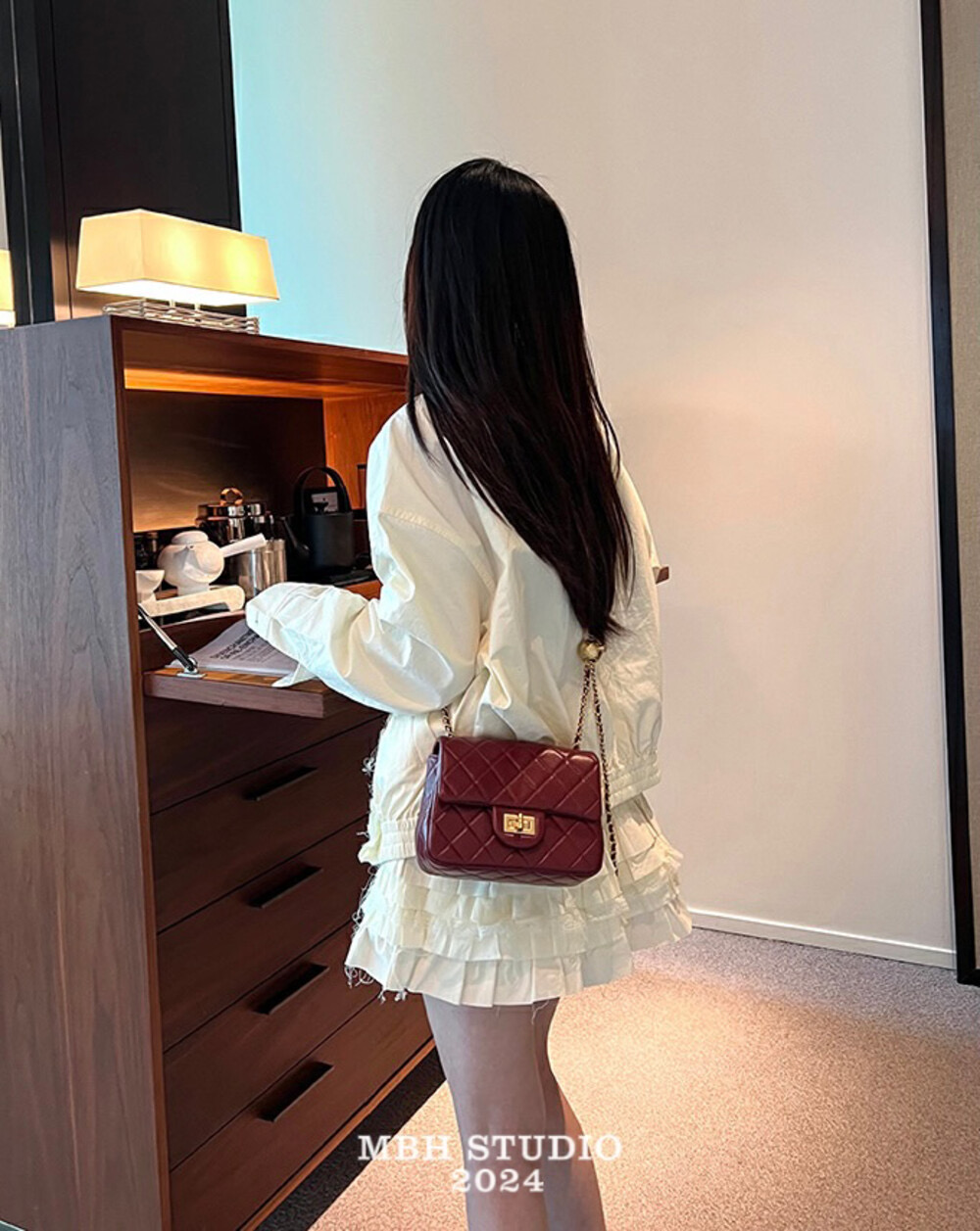 MBH Quilted Chain Crossbody Bag in Sheepskin - Image 3