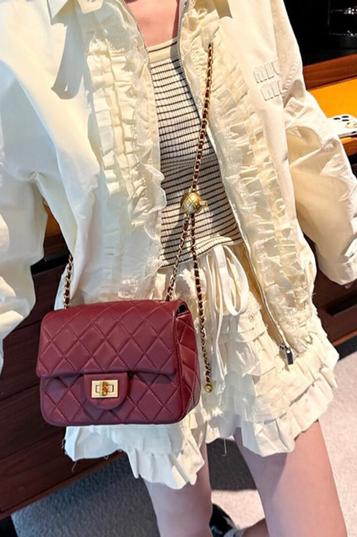 MBH Quilted Chain Crossbody Bag in Sheepskin - Image 5