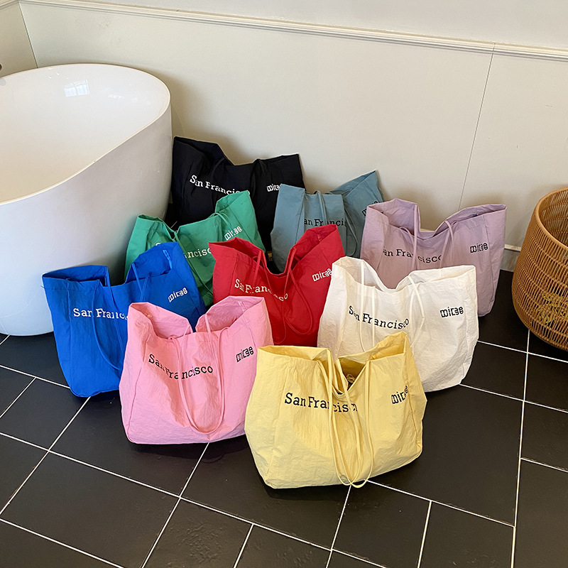 Korean Ins Large Capacity Single Shoulder Letter Canvas Bag Women 2025 New Trendy Minimalist Commuter Casual Shopping Cloth Bag - Image 4