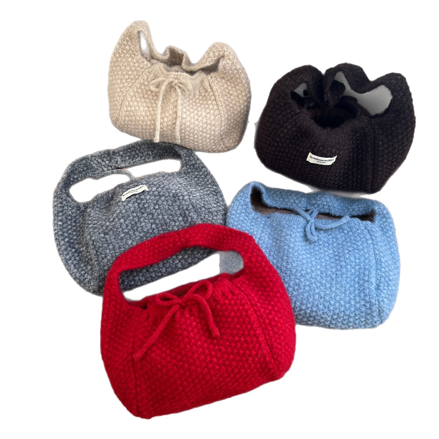 Korean Style Knit Bag with Bow Dual-Side Underarm Tote - Image 5
