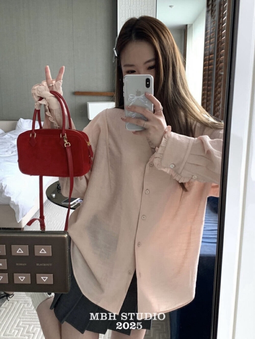 MBH Vintage Suede Feather Small Square Bag Crossbody Handbag with Strap - Image 2