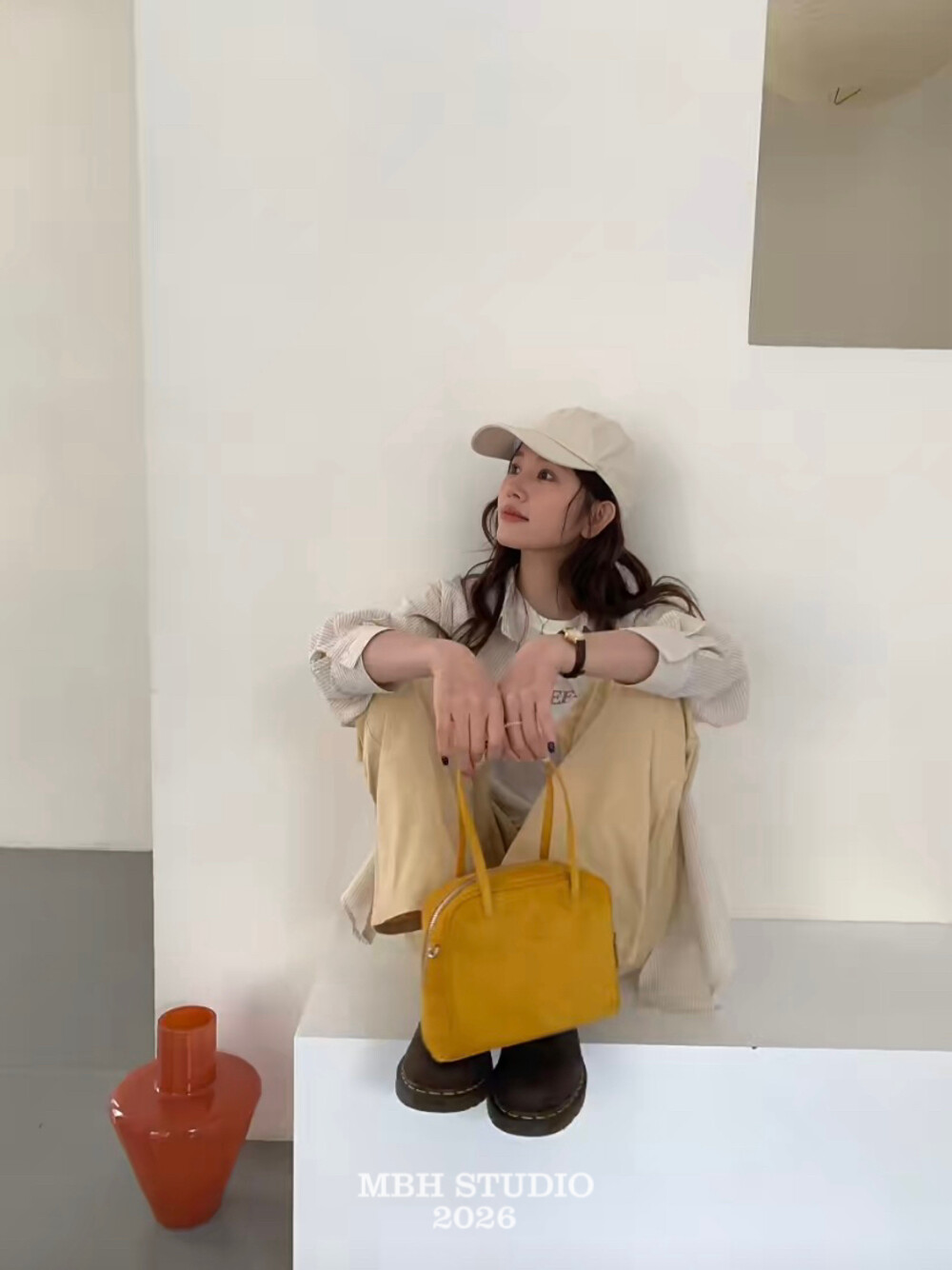 MBH Suede Boston Bag Large Capacity Top Layer Cowhide Underarm Shoulder Bag