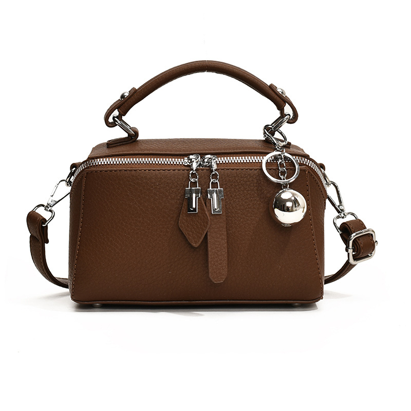 MZ Women's Retro Minimalist Boston Handbag 2026 Summer Zip Shoulder Crossbody Small Square Bag - Image 5